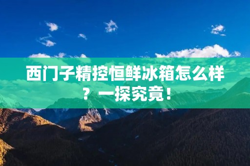 西门子精控恒鲜冰箱怎么样？一探究竟！
