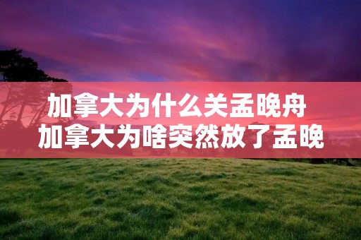 加拿大为什么关孟晚舟 加拿大为啥突然放了孟晚舟 加拿大为什么关孟晚舟 加拿大为啥突然放了孟晚舟