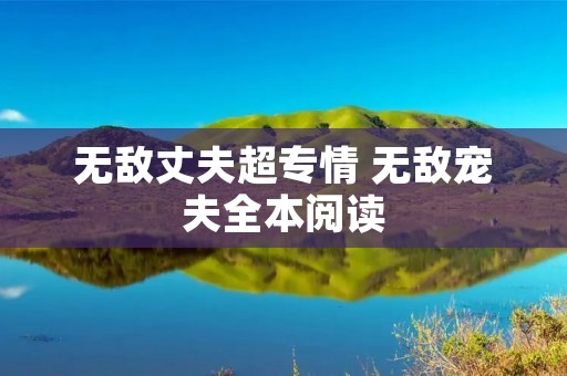 无敌丈夫超专情 无敌宠夫全本阅读