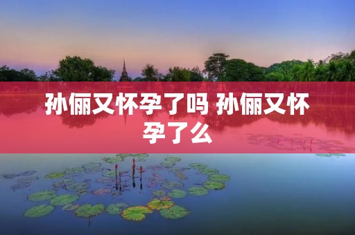 孙俪又怀孕了吗 孙俪又怀孕了么