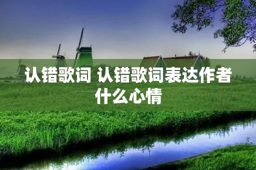认错歌词 认错歌词表达作者什么心情