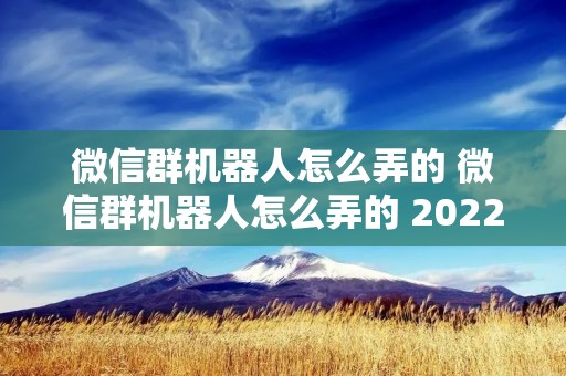 微信群机器人怎么弄的 微信群机器人怎么弄的 2022