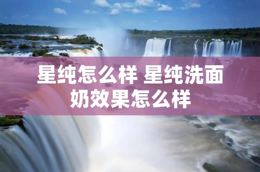 星纯怎么样 星纯洗面奶效果怎么样 星纯怎么样 星纯洗面奶效果怎么样