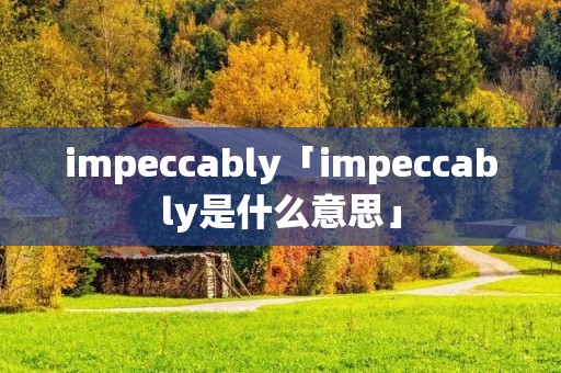 impeccably「impeccably是什么意思」