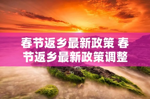 春节返乡最新政策 春节返乡最新政策调整