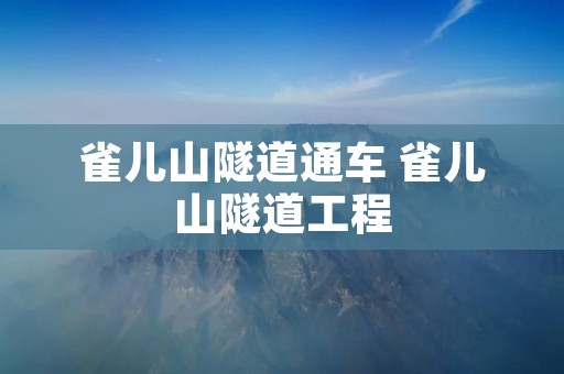雀儿山隧道通车 雀儿山隧道工程
