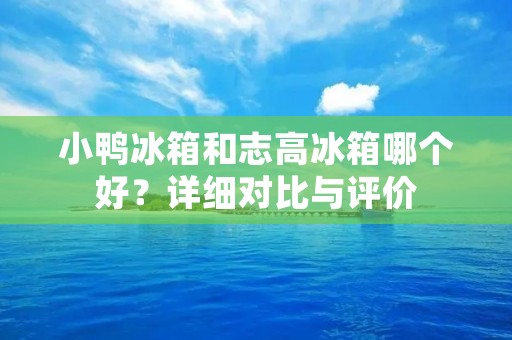 小鸭冰箱和志高冰箱哪个好？详细对比与评价