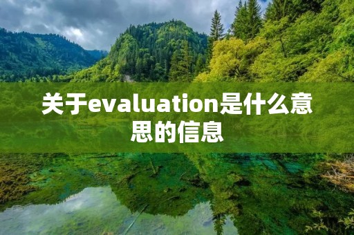 关于evaluation是什么意思的信息