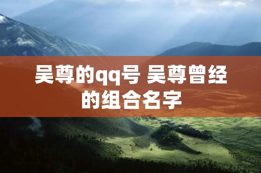 吴尊的qq号 吴尊曾经的组合名字