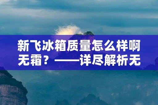 新飞冰箱质量怎么样啊无霜？——详尽解析无霜新飞冰箱的品质与性能