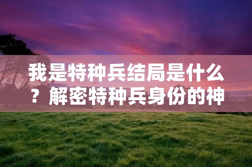我是特种兵结局是什么?解密特种兵身份的神秘面纱 我是特种兵结局是什么?解密特种兵身份的神秘面纱