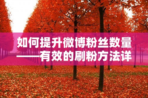 如何提升微博粉丝数量——有效的刷粉方法详解
