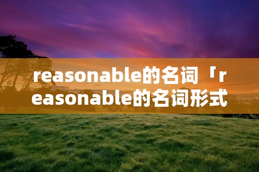 reasonable的名词「reasonable的名词形式」