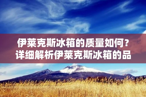 伊莱克斯冰箱的质量如何?详细解析伊莱克斯冰箱的品质与性能 伊莱克斯冰箱的质量如何?详细解析伊莱克斯冰箱的品质与性能