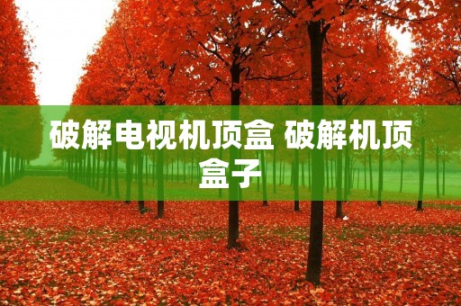 破解电视机顶盒 破解机顶盒子