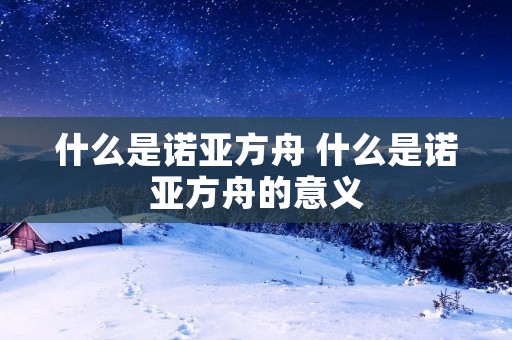 什么是诺亚方舟 什么是诺亚方舟的意义