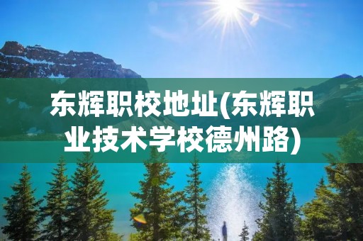东辉职校地址(东辉职业技术学校德州路)