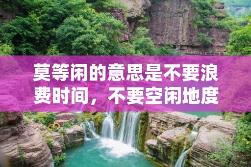 莫等闲的意思是不要浪费时间，不要空闲地度过时光。这句话表达了珍惜时间、不拖延、不懒散的意思。它提醒人们要充分利用时间，不要虚度光阴，要积极进取，追求自己的目标和梦想。