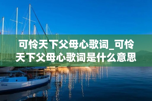 可怜天下父母心歌词_可怜天下父母心歌词是什么意思