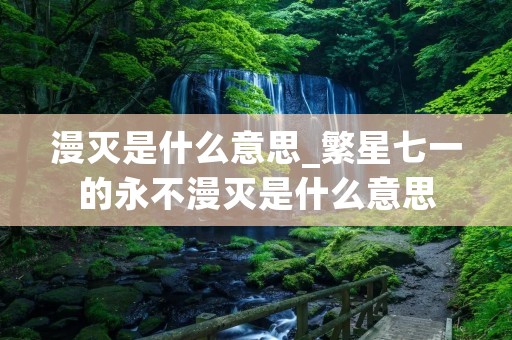 漫灭是什么意思_繁星七一的永不漫灭是什么意思
