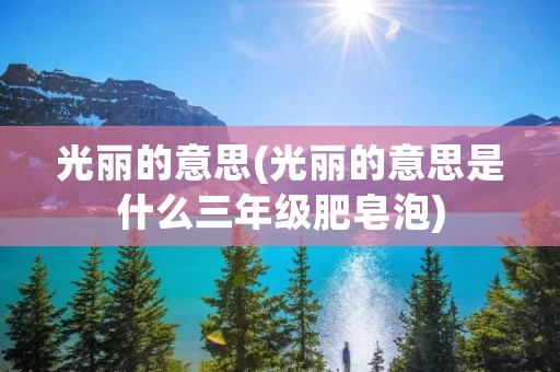 光丽的意思(光丽的意思是什么三年级肥皂泡)