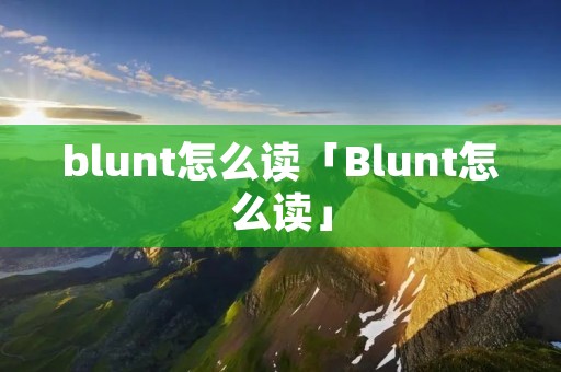 blunt怎么读「Blunt怎么读」