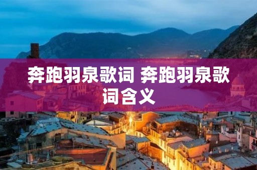 奔跑羽泉歌词 奔跑羽泉歌词含义
