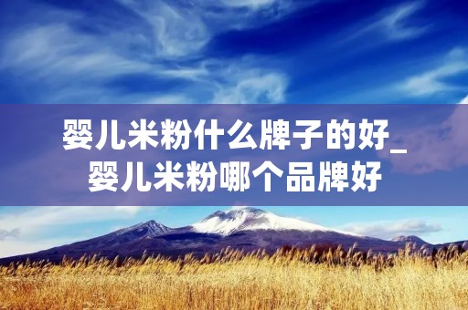 婴儿米粉什么牌子的好_婴儿米粉哪个品牌好 婴儿米粉什么牌子的好_婴儿米粉哪个品牌好