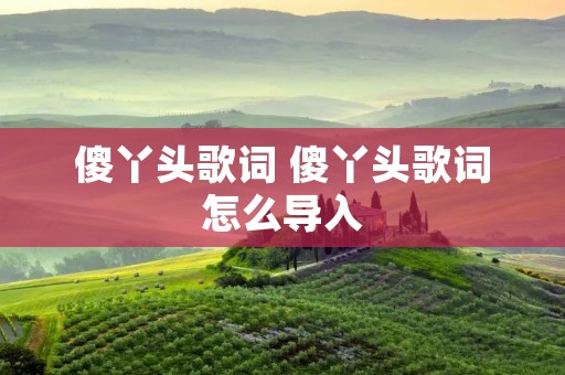 傻丫头歌词 傻丫头歌词怎么导入 傻丫头歌词 傻丫头歌词怎么导入