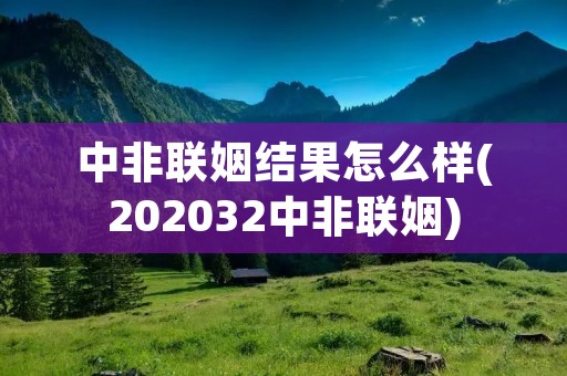 中非联姻结果怎么样(202032中非联姻)