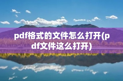 pdf格式的文件怎么打开(pdf文件这么打开)