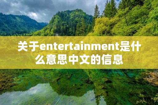 关于entertainment是什么意思中文的信息