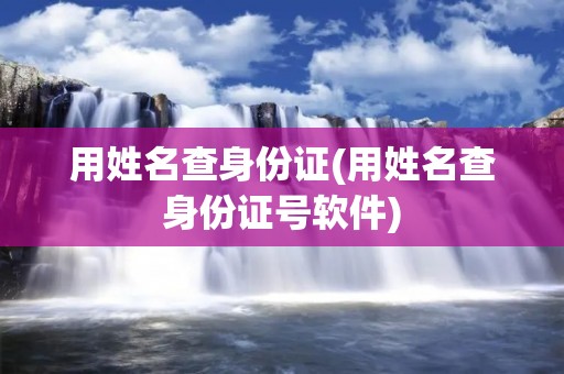 用姓名查身份证(用姓名查身份证号软件)