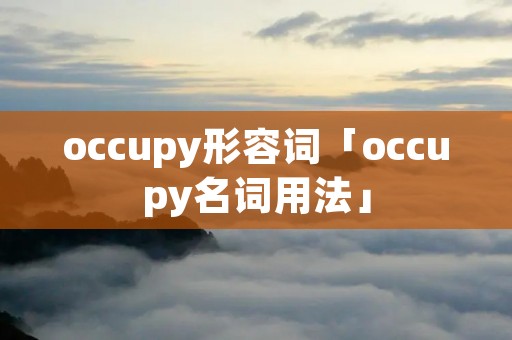 occupy形容词「occupy名词用法」