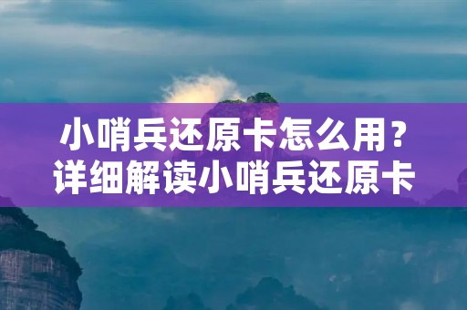小哨兵还原卡怎么用?详细解读小哨兵还原卡的使用方法 小哨兵还原卡怎么用?详细解读小哨兵还原卡的使用方法