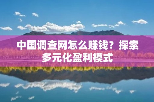 中国调查网怎么赚钱?探索多元化盈利模式 中国调查网怎么赚钱?探索多元化盈利模式