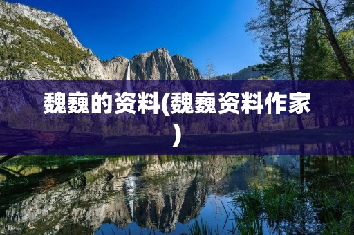 魏巍的资料(魏巍资料作家)
