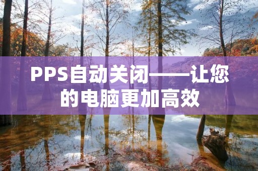 PPS自动关闭——让您的电脑更加高效 PPS自动关闭——让您的电脑更加高效