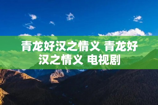 青龙好汉之情义 青龙好汉之情义 电视剧