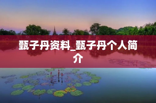 甄子丹资料_甄子丹个人简介