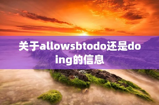 关于allowsbtodo还是doing的信息