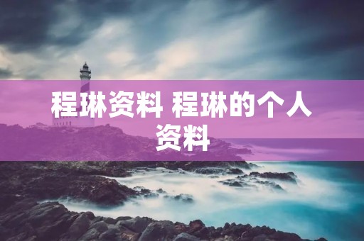 程琳资料 程琳的个人资料