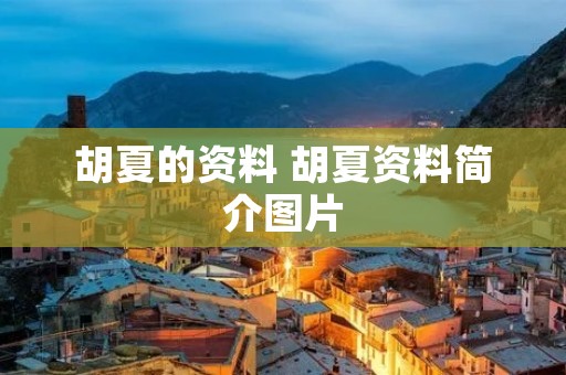 胡夏的资料 胡夏资料简介图片