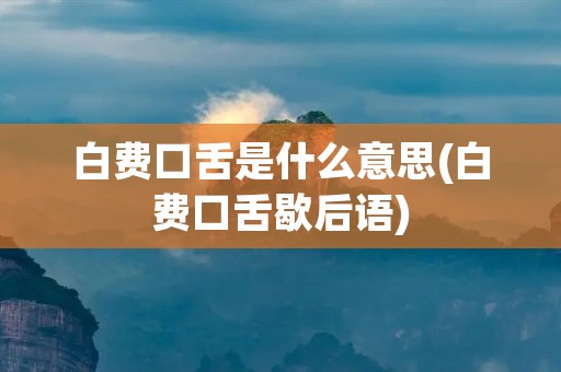 白费口舌是什么意思(白费口舌歇后语) 白费口舌是什么意思(白费口舌歇后语)