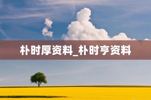 朴时厚资料_朴时亨资料