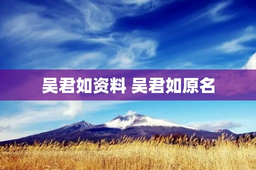 吴君如资料 吴君如原名