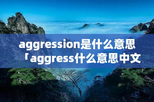 aggression是什么意思「aggress什么意思中文」