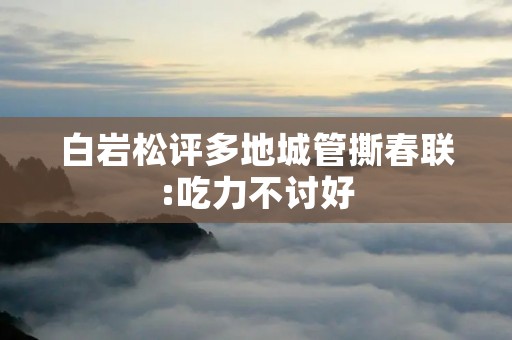 白岩松评多地城管撕春联:吃力不讨好 白岩松评多地城管撕春联:吃力不讨好