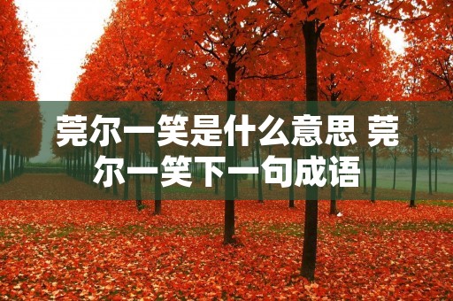 莞尔一笑是什么意思 莞尔一笑下一句成语