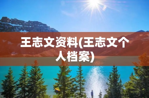 王志文资料(王志文个人档案)